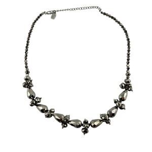 You & I Faceted Gray Glass Mirror Effect Beaded Chacha 20" Fasion Necklace